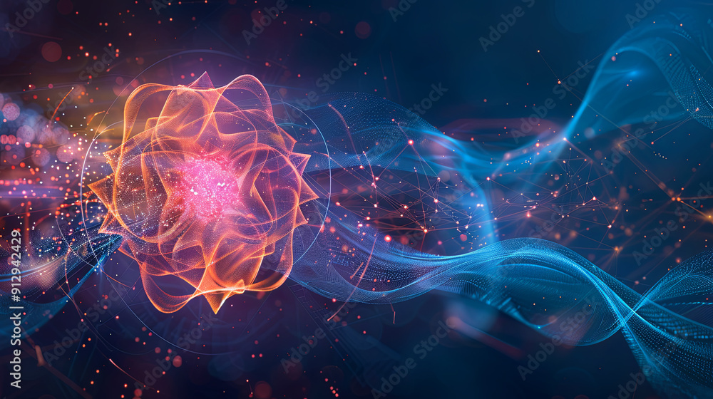 Poster abstract background digital wave big data technology background analytics representation network con