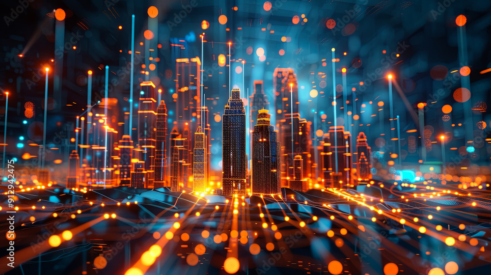 Poster smart city digital twin data flow network city management buildings architecture internet of things 