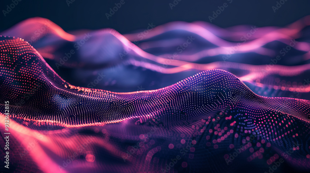 Poster abstract background with colorful particles cyber or technology background 3d illustration particle 