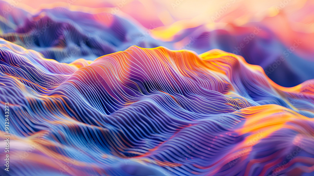 Poster abstract colorful wavy background fluid liquid motion dynamic gradient flow modern trendy 3d render 