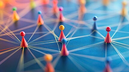 Visual representation of interconnected lines forming a network, highlighting concepts of teamwork and unity