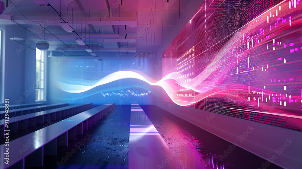 Poster empty hall digital data network technology internet connection big data artificial intelligence futu