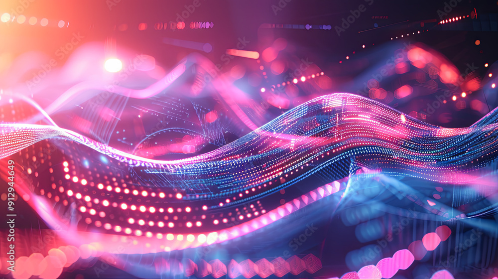 Poster Abstract digital wave background technology binary code network futuristic illustration data science artificial intelligence big data