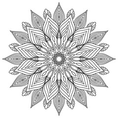 Flower Mandala. Vintage decorative elements. Oriental pattern, vector illustration. Islam, Arabic, Indian, moroccan,spain, turkish, pakistan, chinese, mystic, ottoman motifs. Coloring book page