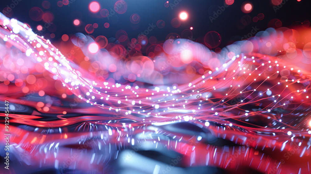 Fototapete abstract background with glowing dots and lines network connection structure big data visualization 
