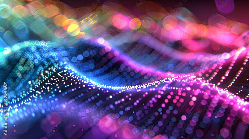 Poster abstract background with colorful lights particles and bokeh