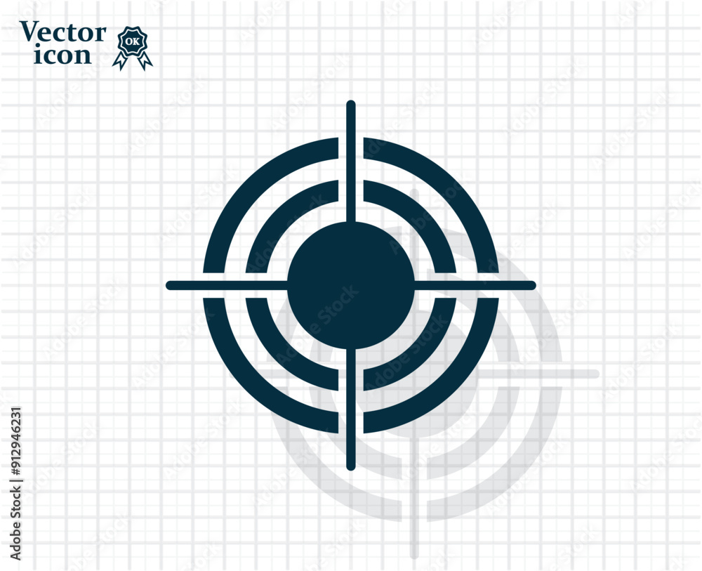 Poster vector dark color icon with shadow on light checkered background