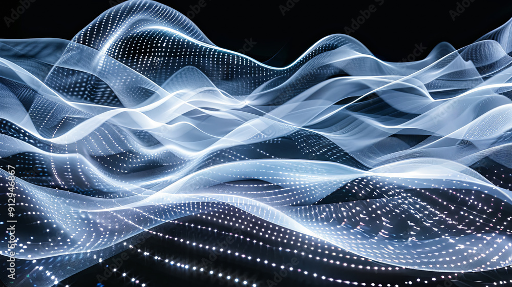Poster abstract background wave digital particles light background big data futuristic network technology c