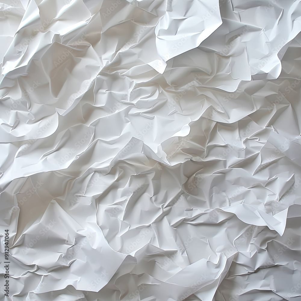 Poster white crumpled paper texture background wrinkled effect surface blank page creased abstract pattern 