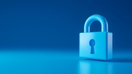 Fototapeta premium A blue padlock symbolizing security and protection on a blue background, representing the concept of data safety and privacy.