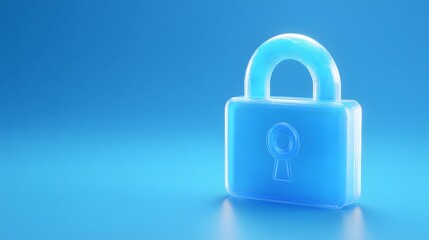 A blue padlock symbolizing security, data protection, and privacy, isolated on a blue background, representing digital safety and secure encryption.