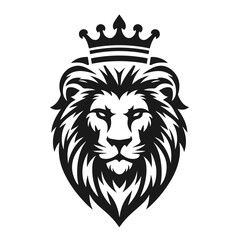 Obraz premium Black and white vector silhouette of a Lion face isolated on white background