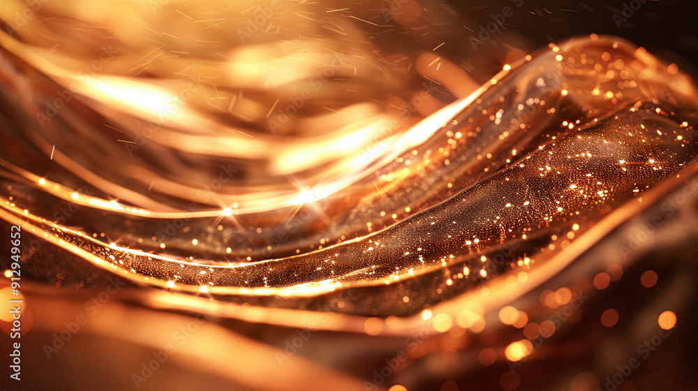 Poster golden abstract background with particles and bokeh effect luxury gold background for presentation