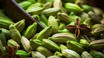 Obraz premium Detailed view of cardamom pods up close