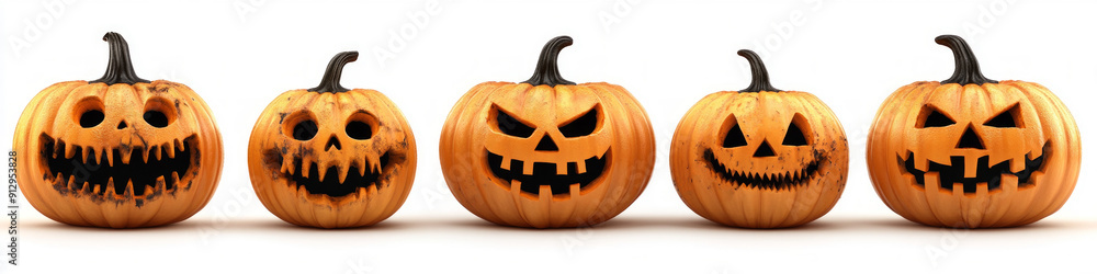 Canvas Prints set pumpkin on white background. the main symbol of the happy halloween holiday. orange pumpkin with