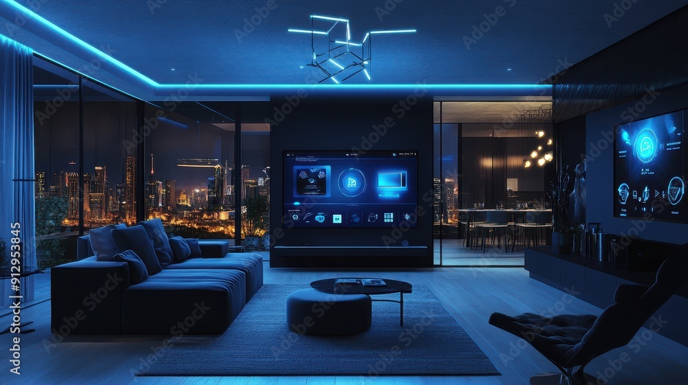 Poster modern smart home setup with interconnected devices