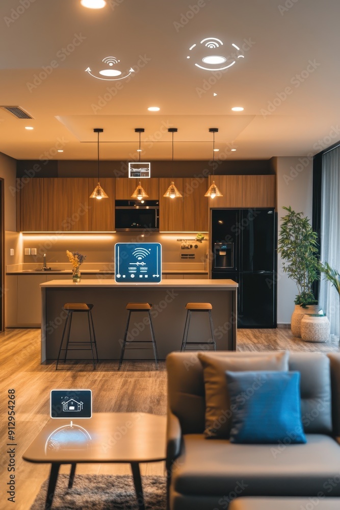 Poster modern smart home setup with interconnected devices