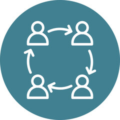 Team Collaboration Vector Line White Circles Multicolors