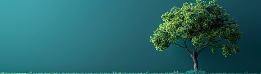 Obraz premium Tree with ecofriendly transport and recycling symbols minimal icon flat blue background illustration space for Ad