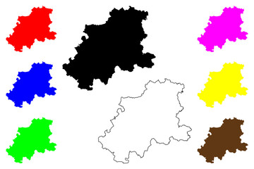 Neckar-Odenwald-Kreis district (Federal Republic of Germany, rural district, Baden-Wurttemberg State) map vector illustration, scribble sketch Neckar Odenwald Kreis map