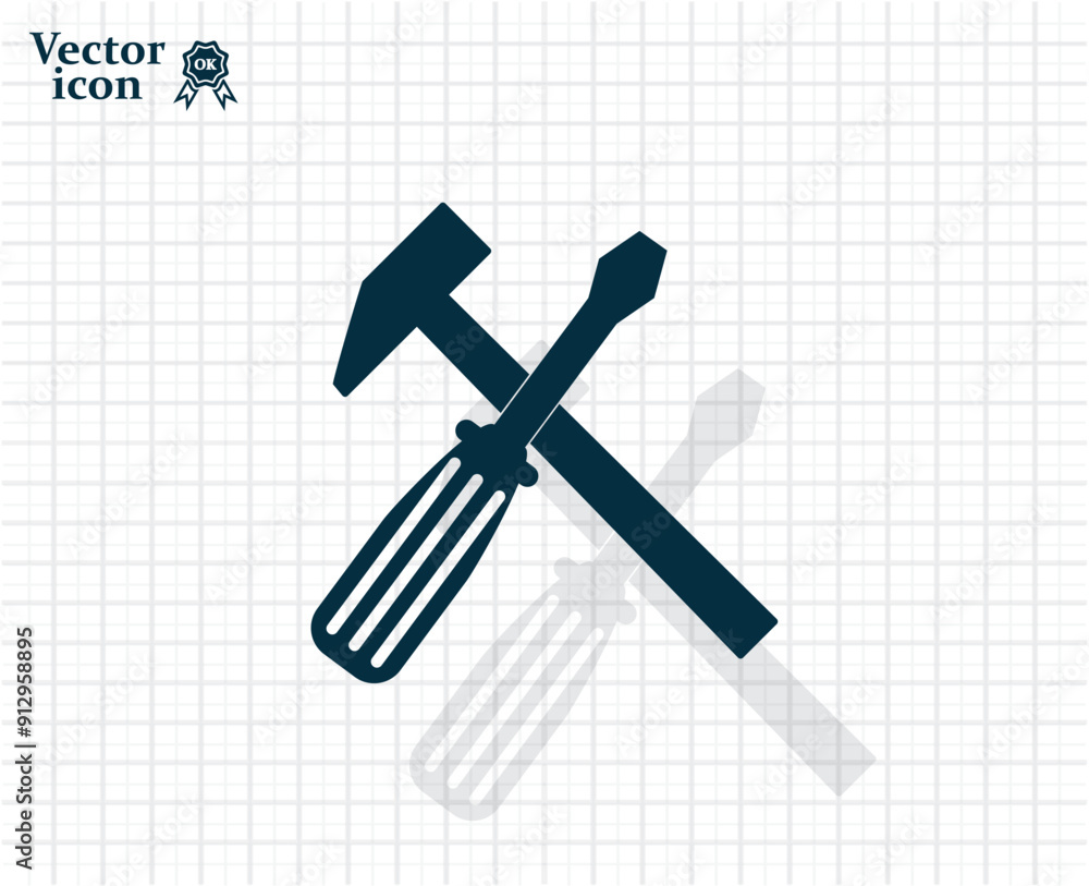 Poster vector dark color icon with shadow on light checkered background