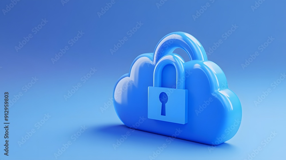 Aufkleber blue cloudy icon with lock symbol representing cloud security and data protection in a digital envir