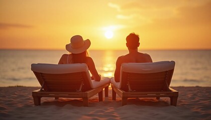 Obraz premium couple watching sunset