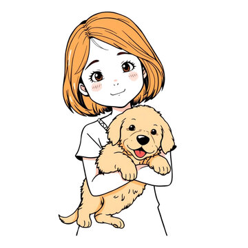 children with pet coloing page on Isolated transparent background png. generated with AI