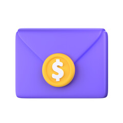 Payment Mail 3D Icon Illustration, perfect for Finance element