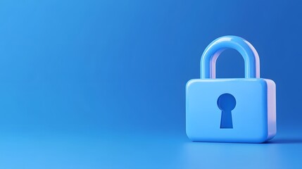 Fototapeta premium Blue padlock on a blue background, symbolizing security and protection. Ideal for cybersecurity and privacy concepts in technology.