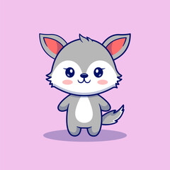 cute fox animal vector illustration, flat cartoon style