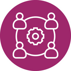 Teamwork Vector Line White Circles Multicolors