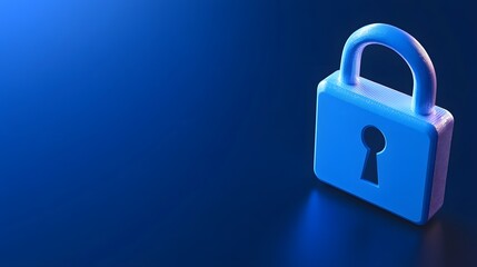 Fototapeta premium Blue padlock on blue background symbolizing security, privacy, and protection in a digital or physical context.