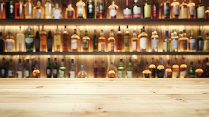 the wooden bar counter