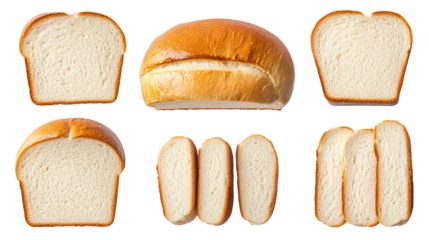 set of various white bread slices isolated