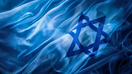 Naklejka premium The Israeli flag embodies the spirit of Judaism, representing Israel in the Near East. It is a very old flag of the state.