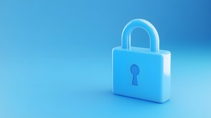 Fototapeta premium Close-up of a blue padlock on a matching blue background, representing security and protection. Ideal for cyber security themes or safety concepts.