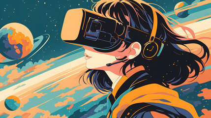 Obraz premium Girl experience VR illustration