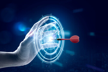 Setup objectives and target for business investment concept, Digital marketing, Business goal and...