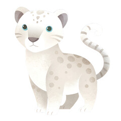 Obraz premium Illustration style cartoon cute, Snow Leopard, simple and clean lines