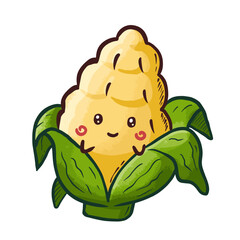 Corn Vegetable Cartoon Vector Icon Illustration Food Nature Icon Concept