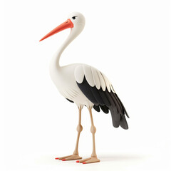 3d render icon of Stork cartoon
