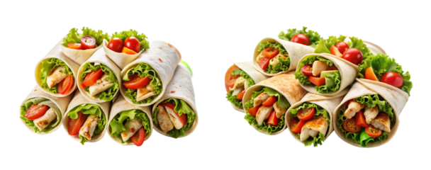 Delicious Chicken Tortilla Wrap on Transparent Background