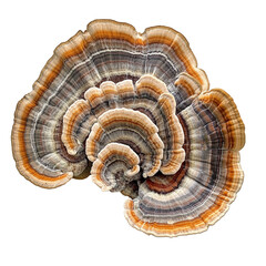 False and True Turkey Tail Mushroom on a White Transparent Background PNG