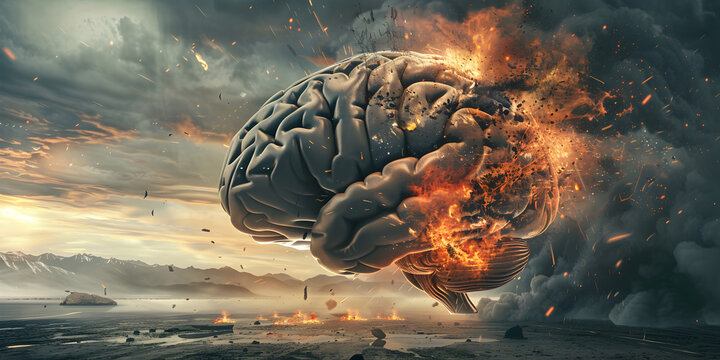 Giant Brain Exploding in the Middle of the Ocean
