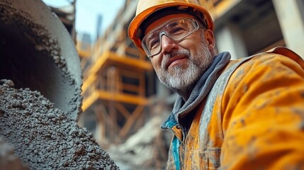 male builder, house construction, builders, concrete, bricks, house, construction, roof, boards, architecture