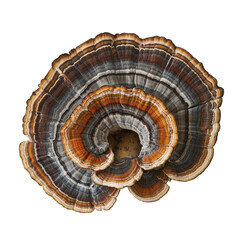 False and True Turkey Tail Mushroom on a White Transparent Background PNG