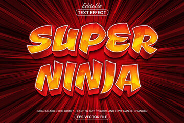 Red super ninja 3d text style, editable text effect © Toing