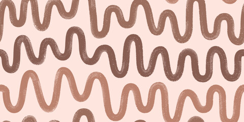 Abstract bold brush strokes. Grunge boho waves vector seamless pattern. Hand drawn wavy lines for package, wallpaper, textile, fabric