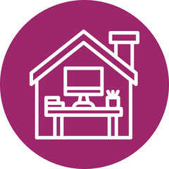 Work From Home Vector Line White Circles Multicolors